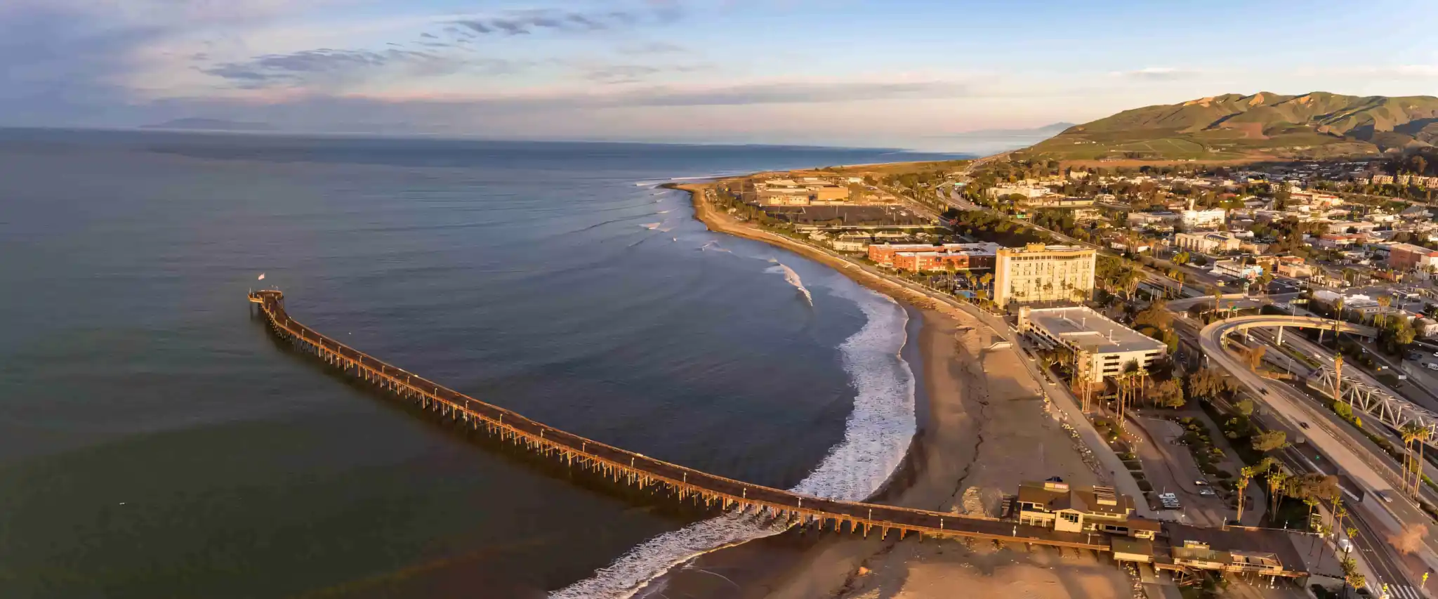 Aerial view of the Ventura Pier in California